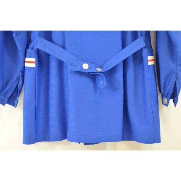 Vintage Trade Coat or Dress Blue with White and Red Stripes Zip Up - Picture 9 of 10